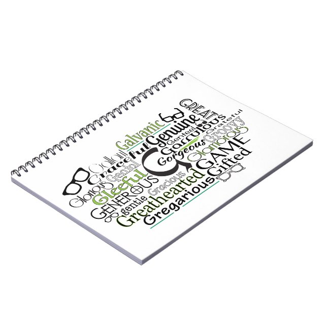 Adjective Word Cloud beginning with letter G Notebook (Left Side)