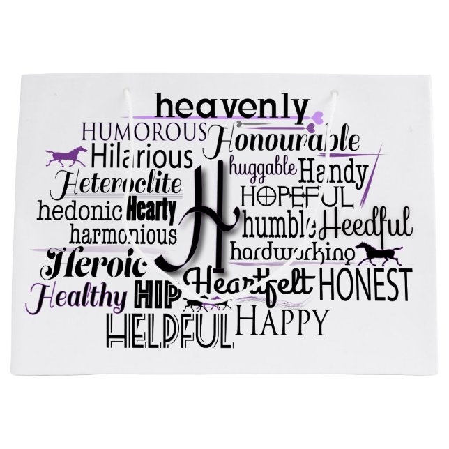 Adjective Word Cloud beginning with letter H Large Gift Bag (Front)