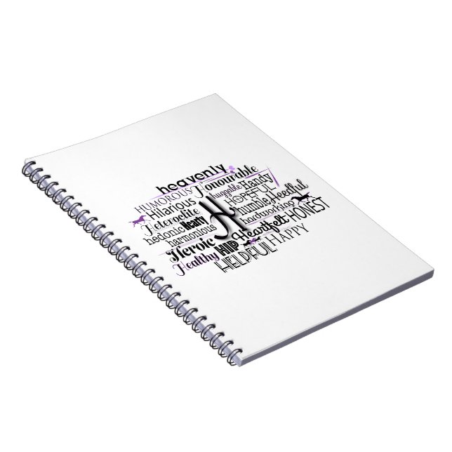 Adjective Word Cloud beginning with letter H Spiral Notebook (Right Side)