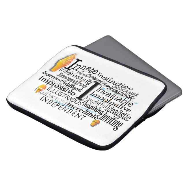 Adjective Word Cloud beginning with letter I Laptop Sleeve (Front Top)