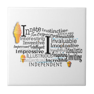 Adjective Word Cloud beginning with letter I Tile