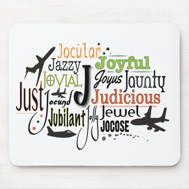 Adjective Word Cloud beginning with letter J Mouse Pad (Front)
