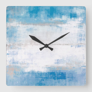 'Adjust' Blue and Gray Abstract Art Square Wall Clock
