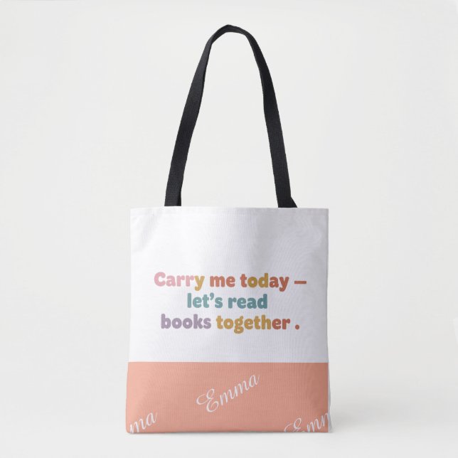 Adjustable book bag, Add your name, Change colours Tote Bag (Front)