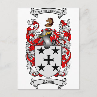 Adkins Coat of Arms / Adkins Family Crest Postcard