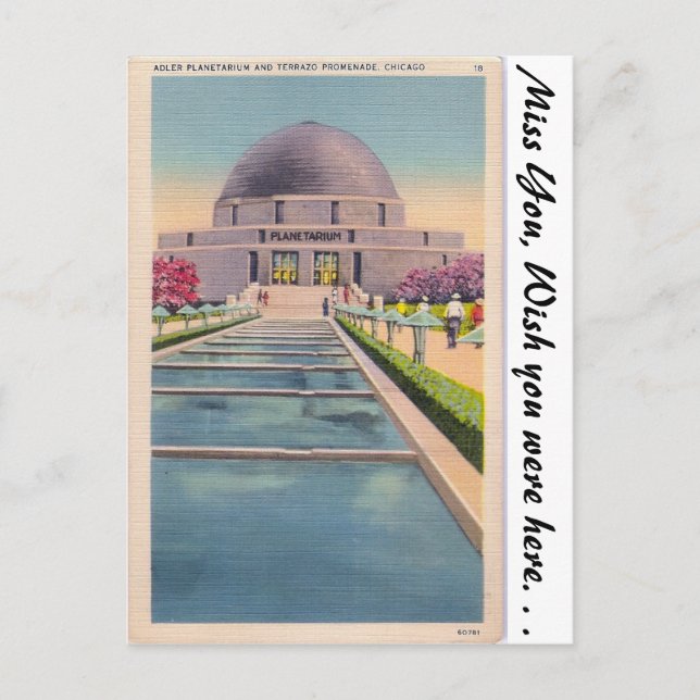 Adler Planetarium, Chicago, Illonois Postcard (Front)