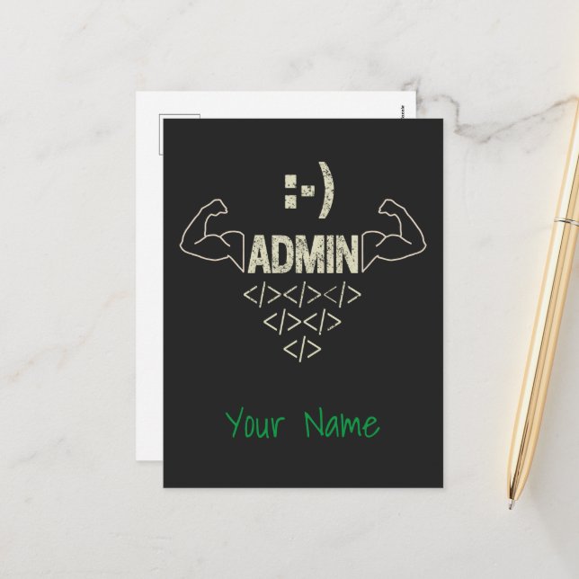 Admin Administrator IT Sysadmin Computer Scientist Holiday Postcard (Front/Back In Situ)