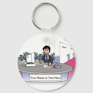 Admin Asst, Receptionist - Male Cartoon Key Ring