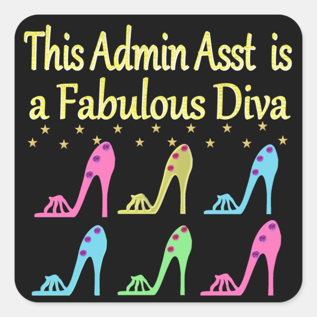 ADMIN ASST SHOE LOVER DESIGN SQUARE STICKER (Front)