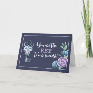 Admin Pro Day Key to Success Navy with Flowers Card