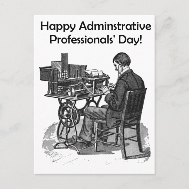 Administrative Professional Day Male Typist Art Postcard (Front)