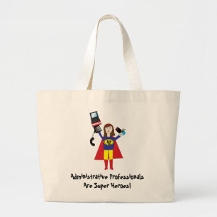 Administrative Professional Super Hero (Brunette) Large Tote Bag
