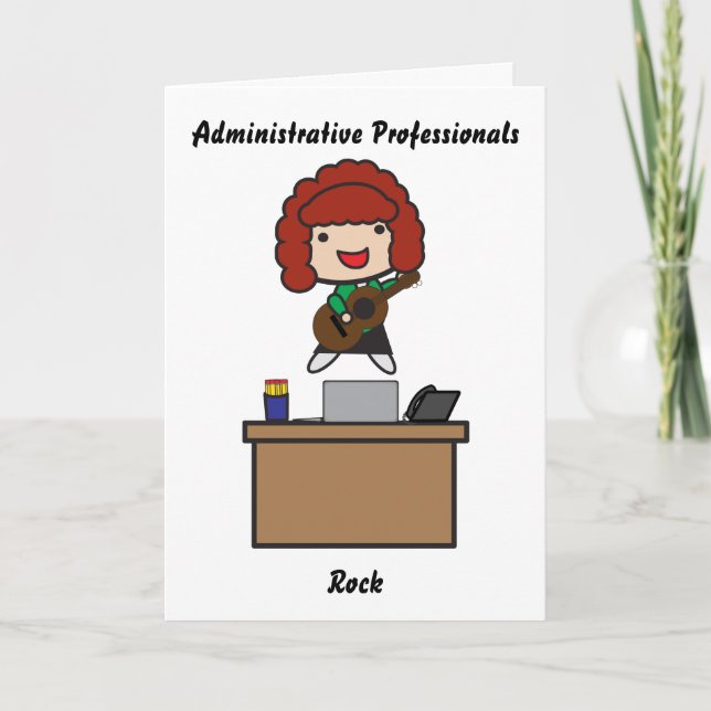 Administrative Professionals Rock (red hair) Funny Card (Front)