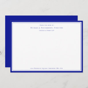 Admiral Blue Business Monogram From The Desk of   Card