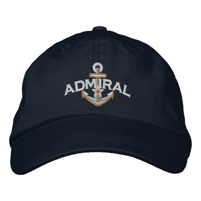 Admiral Nautical Star Anchor Embroidery Embroidered Hat (Front)