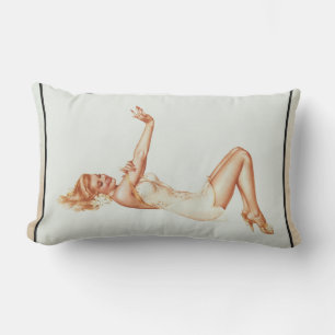 Admiration Pin-up Girl Art by Alberto Vargas Lumbar Cushion