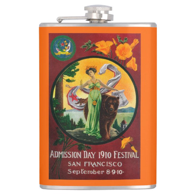 Admission Day Advertisment, State Festival Hip Flask (Front)