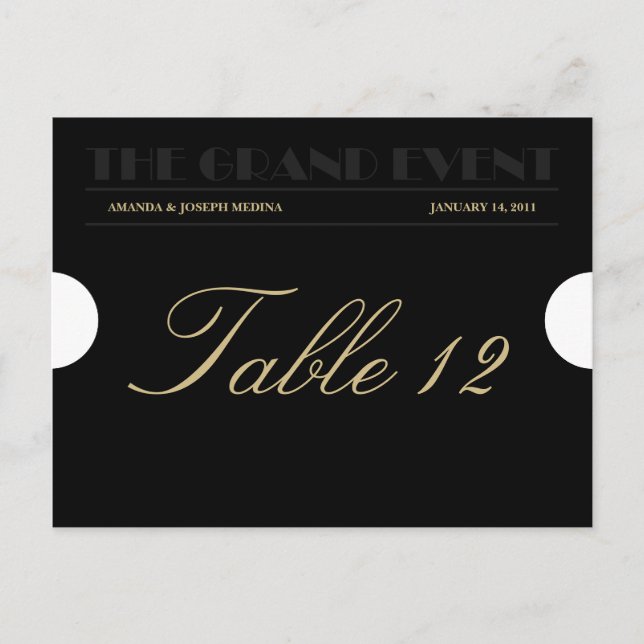 Admission Ticket Table Number Postcard (Front)