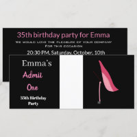 Admission Ticket Womans Elegant Black Birthday