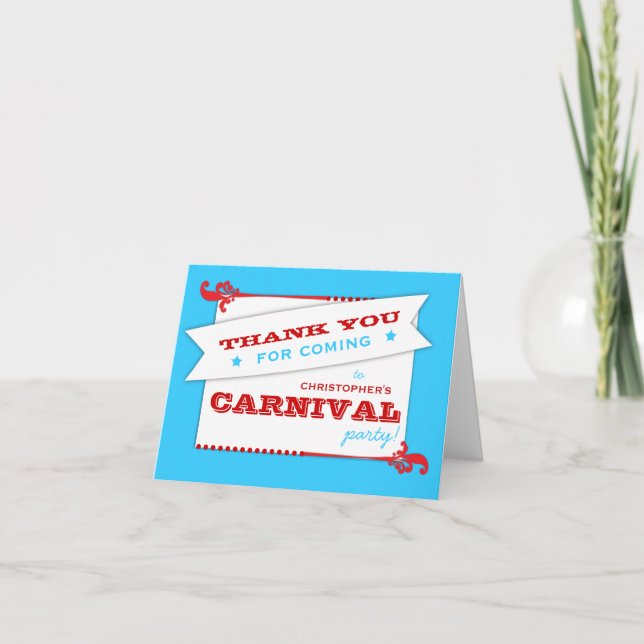 Admit One Carnival Birthday Thank You Cards (Front)