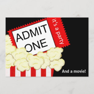 Admit One Movie and Birthday Party Invitation