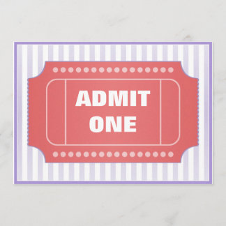 Admit One Movie Party Red Periwinkle Invitation