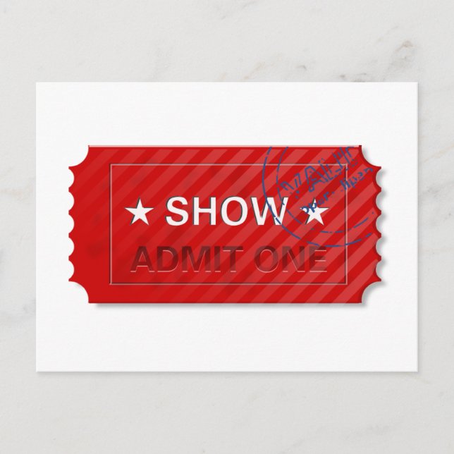 Admit One Ticket Postcard (Front)