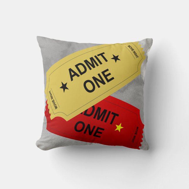 Admit One Tickets Red & Yellow Home Theater Design Cushion (Front)