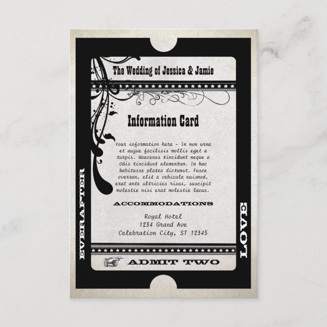 Admit Two Vintage Showbill Information Enclosure Card (Front)