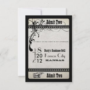 Admit Two Vintage Showbill RSVP Enclosure Card