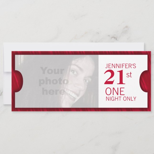 Admit two VIP 21st birthday party photo invite (Front)