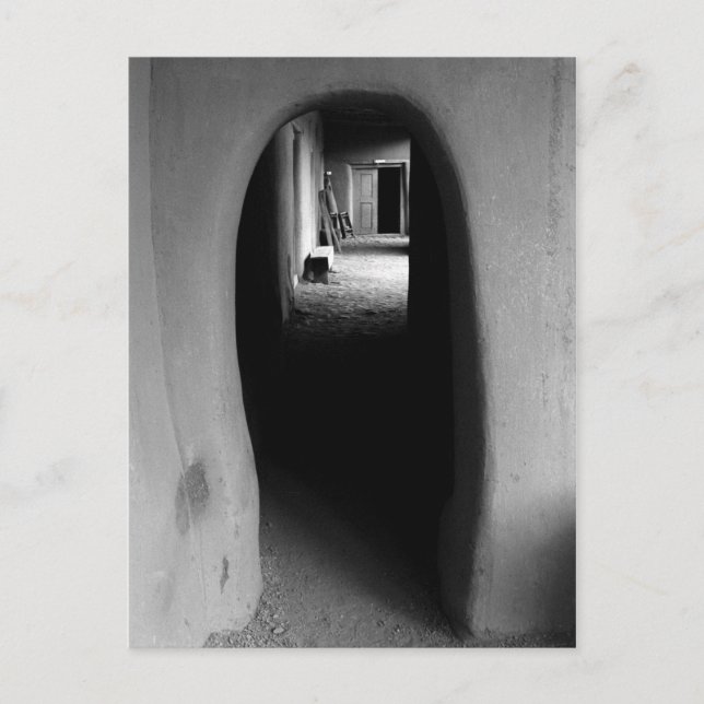 Adobe Doorway Architecture Black & White Photo Postcard (Front)