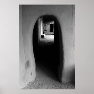 Adobe Doorway Architecture Black & White Photo Poster
