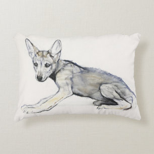 Adolescent Arabian Wolf Pup 2009 Decorative Cushion