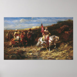 Adolf Schreyer Arab Horseman In A Landscape Poster