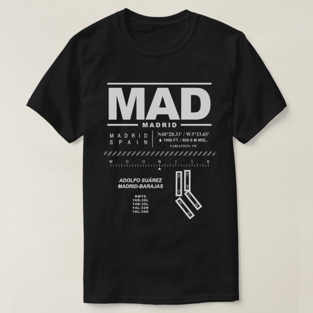 Adolfo Suárez Madrid-Barajas Airport MAD T-Shirt (Design Front)