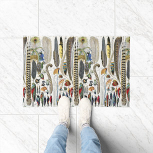 Adolphe Millot Dark Academia Vintage Bird Feather Doormat