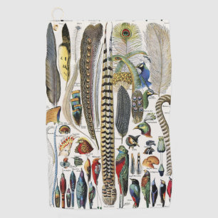 Adolphe Millot Dark Academia Vintage Bird Feather Golf Towel
