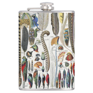 Adolphe Millot Dark Academia Vintage Bird Feather Hip Flask