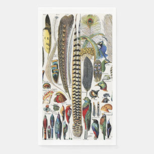 Adolphe Millot Dark Academia Vintage Bird Feather Napkin