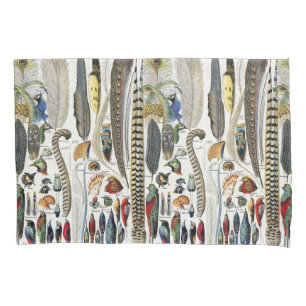 Adolphe Millot Dark Academia Vintage Bird Feather Pillowcase