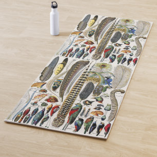 Adolphe Millot Dark Academia Vintage Bird Feather Yoga Mat