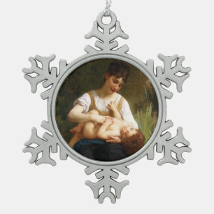 Adolphus Child And Teen by William Bouguereau Snowflake Pewter Christmas Ornament