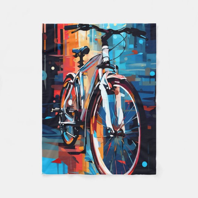 ADOM Abstract Bicycle Art Throw Blanket (Front)