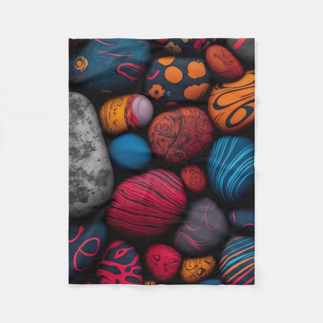 ADOM Abstract Painted Stones Throw Blanket (Front)