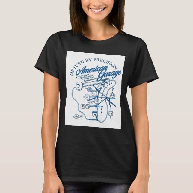 ADOM "American Garage" Women's Graphic Tee (Front)