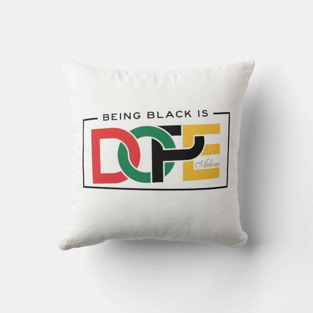 ADOM "Being Black Is Dope" V-Neck Tee Cushion (Back)