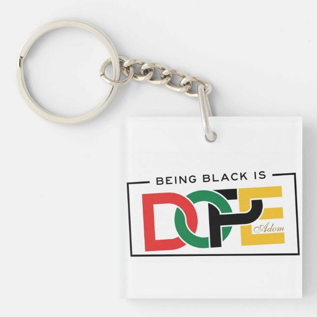 ADOM "Being Black Is Dope" V-Neck Tee Key Ring (Front)