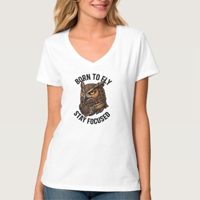 ADOM Born To Fly Owl Design T-Shirt (Front)