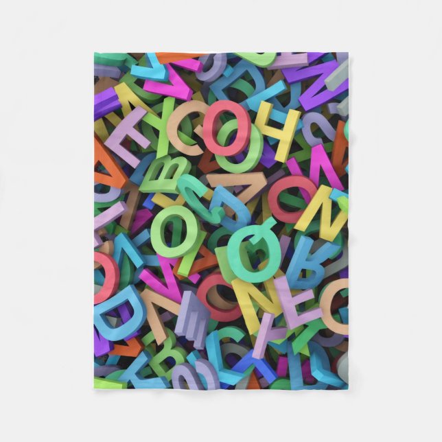 ADOM Colourful 3D Alphabet Throw Blanket (Front)